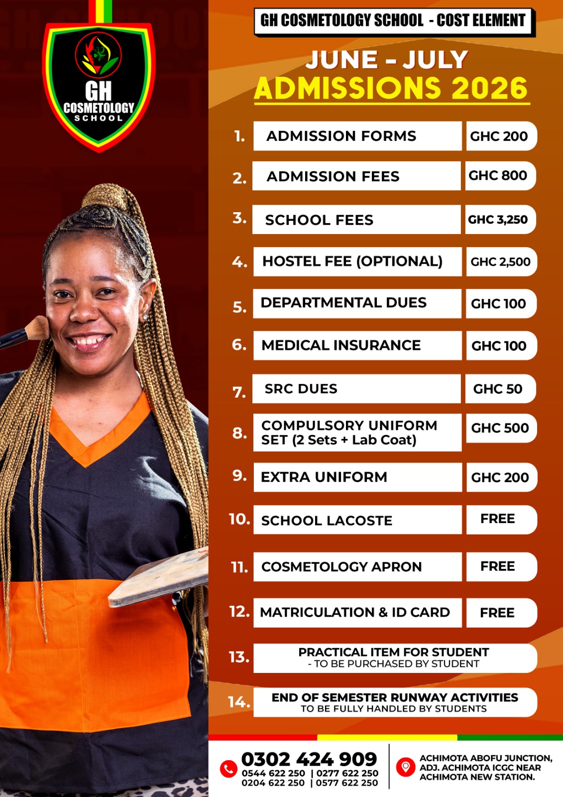 GH Cosmetology School Cost Element – June/July 2026